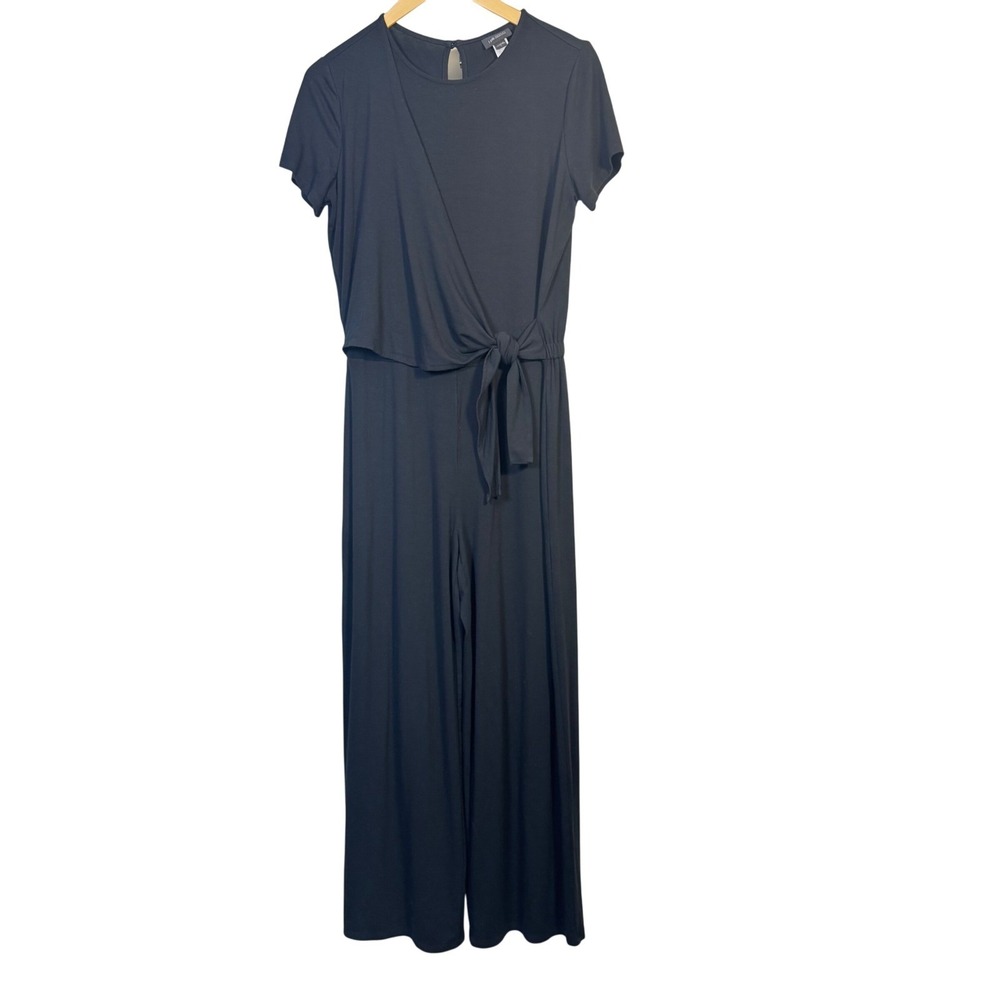 J.Jill Jumpsuit Small Black Short‎ Sleeve Tie Waist Wrap Stretchy Full Length